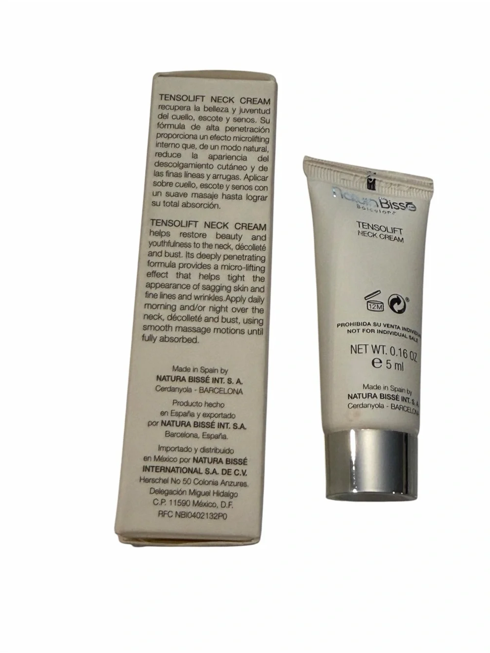 Natura Bisse Tensolift Neck Cream 0.16oz 5ml Travel Mini New Box Micro Lifting